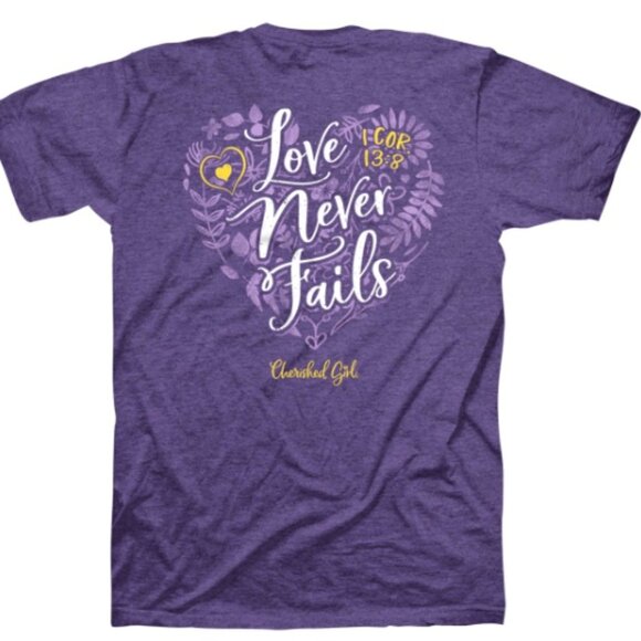 Kerusso Cherished Girl Tops - Kerusso Cherished Girl "Love Never Fails" Adult Woman's T-Shirt - new